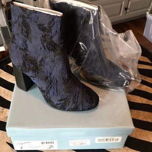 Seychelles Navy Brocade Booties